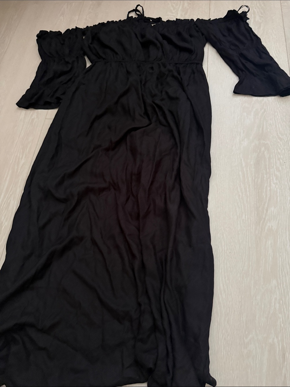 Elan Black Off-Shoulder Maxi Dress with Ruffle Sleeves - Picture 5 of 7